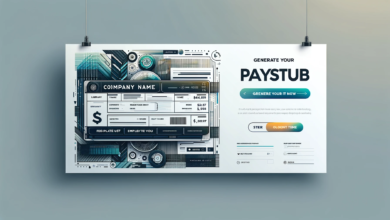 DALL·E 2024 01 30 13.03.18 Design an online banner for a paystub generation service. The banner features a sleek modern design with a dominant color scheme of blue and white s WingsMyPost