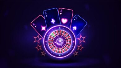 Premium Vector Pink shine neon casino roulette wheel with playing cards in dark empty scene WingsMyPost