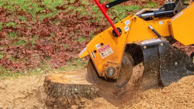 How does stump grinding improve lawn aesthetics