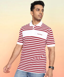 striped polo collar t shirt